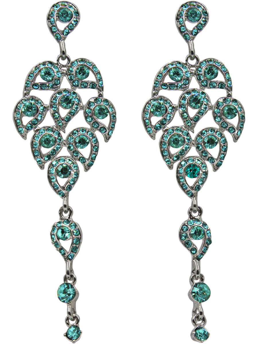 Серьги Taya, цвет: серебро, бирюзовый. T-B-11270-EARR-SL.TURQПуссеты (гвоздики) Серьги Taya, цвет: серебро, бирюзовый. T-B-11270-EARR-SL.TURQПуссеты (гвоздики)Серьги-гвоздики с заглушкой металл-пластик изготовлены из гипоаллергенного бижутерного сплава. Серьги-шандельеры, крупной формы оформлены кристаллами изумительного цвета морской волны. Собраны из многочисленных листиков и подвижной подвески.