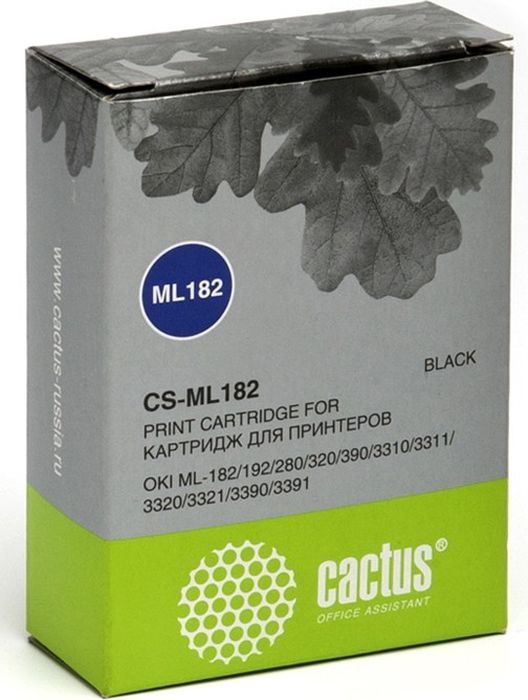 Cactus CS-ML182, Black картридж ленточный для Oki ML-182/192/280/320/390CS-ML182 Cactus CS-ML182, Black картридж ленточный для Oki ML-182/192/280/320/390CS-ML182Картридж ленточный Cactus CS-ML182 для матричных принтеров Oki ML-182/192/280/320/390.Расходные материалы Cactus для печати максимизируют характеристики принтера. Они обеспечивают повышенную четкость изображения и надежное качество печати.
