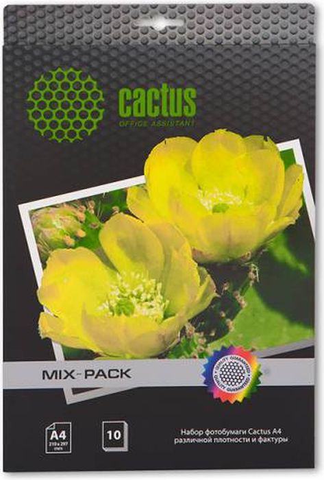 Cactus CS-MIXPACK A4 набор фотобумаги для струйной печати (10 листов)CS-Mixpack Cactus CS-MIXPACK A4 набор фотобумаги для струйной печати (10 листов)CS-MixpackНабор фотобумаги Cactus CS-Mixpack формата A4 различной плотности и фактуры.