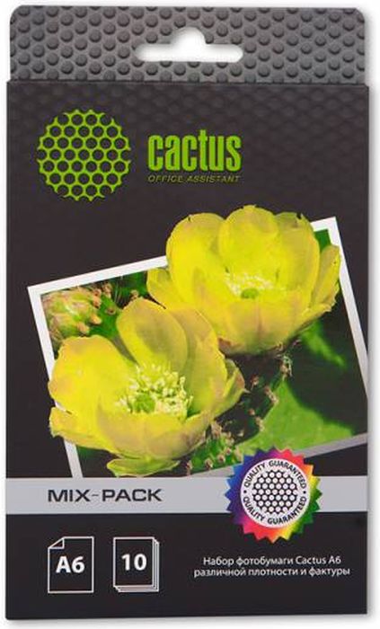 Cactus CS-MIXPACK A6 набор фотобумаги для струйной печати (10 листов)CS-MixpackА6 Cactus CS-MIXPACK A6 набор фотобумаги для струйной печати (10 листов)CS-MixpackА6Набор фотобумаги Cactus CS-Mixpack формата A6 различной плотности и фактуры.