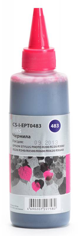 Cactus CS-I-EPT0483, Magenta чернила для Epson Stylus Photo R200/R220/R300/R320/R340CS-I-EPT0483 Cactus CS-I-EPT0483, Magenta чернила для Epson Stylus Photo R200/R220/R300/R320/R340CS-I-EPT0483Чернила Cactus CS-I-EPT0483 предназначены для перезаправки картриджей принтеров Epson Stylus Photo R200/R220/R300/R320/R340/RX500. Они обеспечивают отличное качество печати устройства.