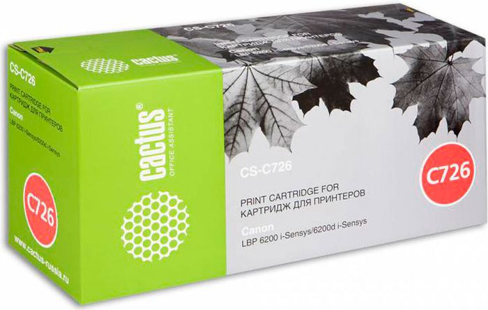Cactus CS-C726S, Black тонер-картридж для Canon LBP-6200/6200DCS-C726S Cactus CS-C726S, Black тонер-картридж для Canon LBP-6200/6200DCS-C726SКартридж Cactus CS-C726S для лазерных принтеров Canon LBP-6200/6200DРасходные материалы CACTUS для монохромной лазерной печати максимизируют характеристики принтера. Обеспечивают повышенную чёткость чёрного текста и плавность переходов оттенков серого цвета и полутонов, позволяют отображать мельчайшие детали изображения. Обеспечивают надежное качество печати.