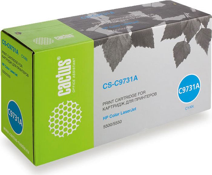 Cactus CS-C9731A, Cyan тонер-картридж для HP CLJ 5500/5550CS-C9731A Cactus CS-C9731A, Cyan тонер-картридж для HP CLJ 5500/5550CS-C9731AТонер-картридж Cactus CS-C9731A для лазерных принтеров HP CLJ 5500/5550.Расходные материалы Cactus для лазерной печати максимизируют характеристики принтера. Обеспечивают повышенную чёткость чёрного текста и плавность переходов оттенков серого цвета и полутонов, позволяют отображать мельчайшие детали изображения. Гарантируют надежное качество печати.