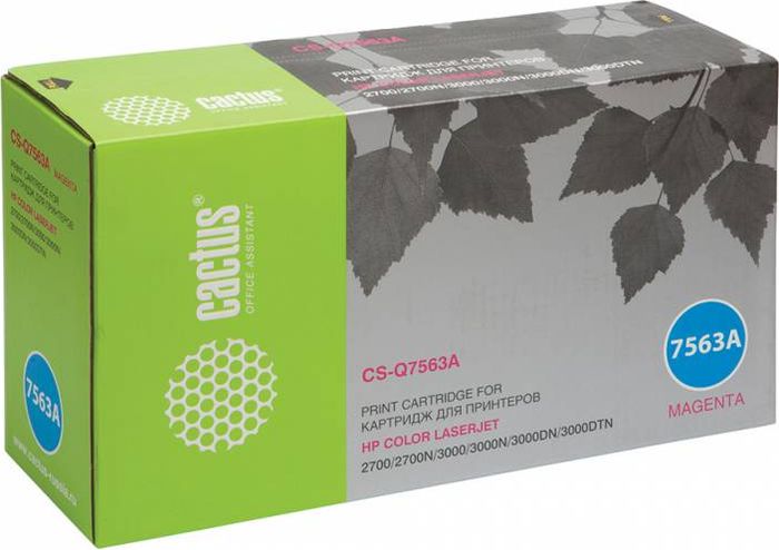 Cactus CS-Q7563A, Magenta тонер-картридж для HP LJ 2700/3000CS-Q7563A Cactus CS-Q7563A, Magenta тонер-картридж для HP LJ 2700/3000CS-Q7563AТонер-картридж Cactus CS-Q7563A для лазерных принтеров HP LJ 2700/3000.Расходные материалы Cactus для лазерной печати максимизируют характеристики принтера. Обеспечивают повышенную чёткость чёрного текста и плавность переходов оттенков серого цвета и полутонов, позволяют отображать мельчайшие детали изображения. Гарантируют надежное качество печати.