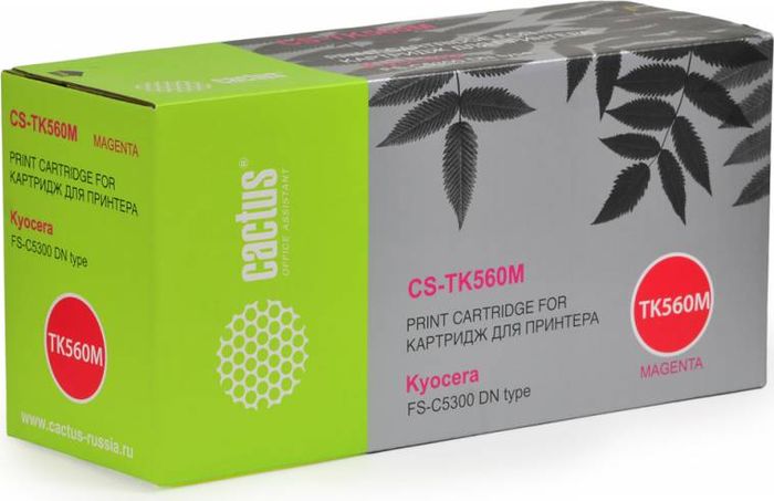 Cactus CS-TK560M, Magenta тонер-картридж для Kyocera FS-C5300DNCS-TK560M Cactus CS-TK560M, Magenta тонер-картридж для Kyocera FS-C5300DNCS-TK560MТонер-картридж Cactus CS-TK560M для лазерных принтеров Kyocera FS-C5300DN.Расходные материалы Cactus для лазерной печати максимизируют характеристики принтера. Обеспечивают повышенную чёткость чёрного текста и плавность переходов оттенков серого цвета и полутонов, позволяют отображать мельчайшие детали изображения. Гарантируют надежное качество печати.