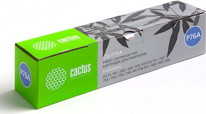 Cactus CS-P76A, Black тонер-картридж для Panasonic KX-FLM553RU/FLB758RU/FLB753RU/FL503RU/FL523RUCS-P76A Cactus CS-P76A, Black тонер-картридж для Panasonic KX-FLM553RU/FLB758RU/FLB753RU/FL503RU/FL523RUCS-P76AТонер-картридж Cactus CS-P76A для лазерных принтеров Panasonic KX-FLM553RU/FLB758RU/FLB753RU/FL503RU/FL523RU.Расходные материалы Cactus для лазерной печати максимизируют характеристики принтера. Обеспечивают повышенную чёткость чёрного текста и плавность переходов оттенков серого цвета и полутонов, позволяют отображать мельчайшие детали изображения. Гарантируют надежное качество печати.