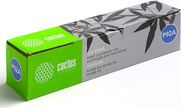 Cactus CS-P92A, Black тонер-картридж для Panasonic KX-MB263/KX-MB763/KX-MB773CS-P92A Cactus CS-P92A, Black тонер-картридж для Panasonic KX-MB263/KX-MB763/KX-MB773CS-P92AТонер-картридж Cactus CS-P92A для лазерных принтеров Panasonic KX-MB263/KX-MB763/KX-MB773.Расходные материалы Cactus для лазерной печати максимизируют характеристики принтера. Обеспечивают повышенную чёткость чёрного текста и плавность переходов оттенков серого цвета и полутонов, позволяют отображать мельчайшие детали изображения. Гарантируют надежное качество печати.