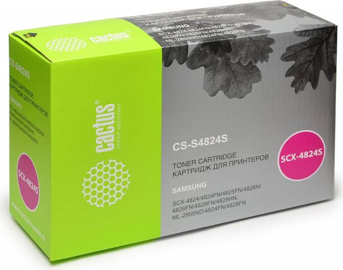 Cactus D20L CS-S4824S, Black тонер-картридж для Samsung SCX-4824FN/4828FN/ML-2855CS-S4824S Cactus D20L CS-S4824S, Black тонер-картридж для Samsung SCX-4824FN/4828FN/ML-2855CS-S4824SТонер-картридж Cactus D20L CS-S4824S для лазерных принтеров Samsung SCX-4824FN, 4828FN, ML-2855Расходные материалы Cactus для лазерной печати максимизируют характеристики принтера. Обеспечивают повышенную чёткость чёрного текста и плавность переходов оттенков серого цвета и полутонов, позволяют отображать мельчайшие детали изображения. Гарантируют надежное качество печати.