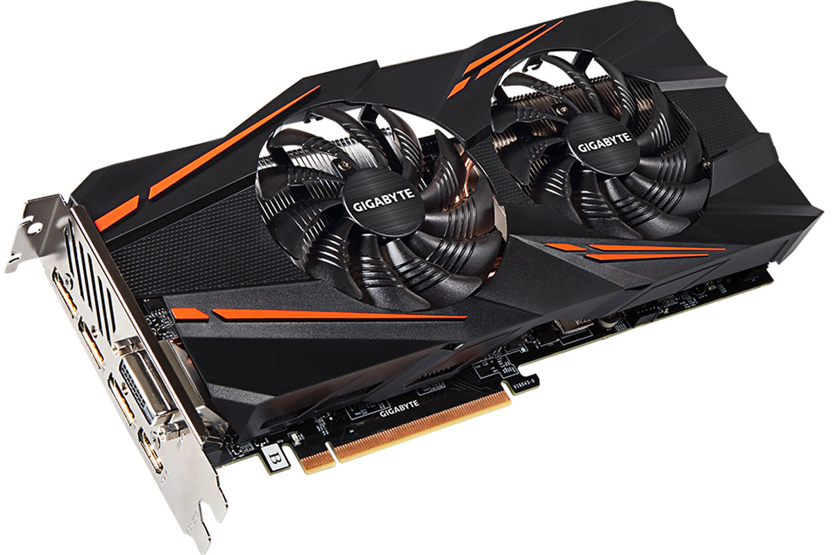 Gigabyte GeForce GTX 1070 Windforce OC 8GB видеокартаGV-N1070WF2OC-8GD Gigabyte GeForce GTX 1070 Windforce OC 8GB видеокартаGV-N1070WF2OC-8GDВидеокарта Gigabyte GeForce GTX 1070 Windforce OC обеспечивает новый уровень игровой производительности и захватывающих впечатлений от Виртуальной Реальности (VR), реализована на архитектуре NVIDIA Pascal - на одном из самых продвинутом графическом процессоре.Будьте готовы к игровым сражениям с Gigabyte GeForce GTX 1070 Windforce OC. Geforce GTX 1070 обеспечивает самую высокую производительность, добавляя продвинутые игровые технологии (NVIDIA GameWorks) и саму продвинутую игровую экосистему (GeForce Experience).Технология NVIDIA GameWorks поддерживает последние требования современных мониторов, включая VR, мониторы с ультра высоким разрешением, так же обеспечивает плавный игровой процесс, кинематографический опыт, возможность захвата изображения 360 даже в VR. Откройте для себя новое поколение VR, с низким показателем задержки, наушниками последнего поколения, благодаря технологии NVIDIA VRWorks. VR аудио (звуковые эффекты), реалистичная графика и физика предметов, позволяют вам прочувствовать и услышать каждый момент.Система охлаждения WINDFORCE 2X реализована с помощью двух вентиляторов 90 мм, 2 медных композитных теплоотводящих трубок, вентиляторов с уникальным дизайном лопастей, технологии прямого контакта. Все это позволяет эффективно увеличить уровень теплоотвода, для достижения высокой производительности при низких температурах.Воздушный поток эффективно отводится от радиатора с помощью вентиляторов, лопасти которых, имеют специальные насечки и форму. Система охлаждения WINDFORCE 3X состоящая из трех медных композитных трубок, которые напрямую отводят тепло от GPU, специальной архитектуры пластинок радиатора, уникального дизайна лопастей вентилятора. Благодаря этим характеристикам удается достичь высокого уровня отвода тепла, при высоких нагрузках и низкой температуре. Композитные медные трубки сочетают в себе два важных аспекта теплопереноса и способности забирать тепло из зоны прямого контакта. Таким образом повышается эффективность охлаждения на 29%. Медные трубки имеют прямую зону соприкосновения с графическим процессором.Одним простым действием в программном обеспечении XTREME Engine, игроки могут легко настроить карту таким образом, чтобы удовлетворить различные игровые требования без специальных знаний.При производстве карты используются дроссели и конденсаторы высокого качества, благодаря этому факту графическая карта обеспечивает выдающуюся производительность и долговечность системы.