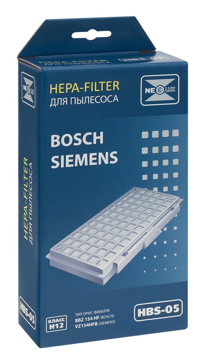 Neolux HBS-05 HEPA-фильтр для пылесоса BoschHBS-05 Neolux HBS-05 HEPA-фильтр для пылесоса BoschHBS-05HEPA фильтр Neolux HBS-05 предназначен для пылесосов Bosch, Siemens. Обладает высочайшей степенью фильтрации, задерживает 99,5% пыли. Предотвращает её попадание в механическую часть пылесоса, тем самым продлевая срок службы пылесоса и сохраняют чистоту воздуха.