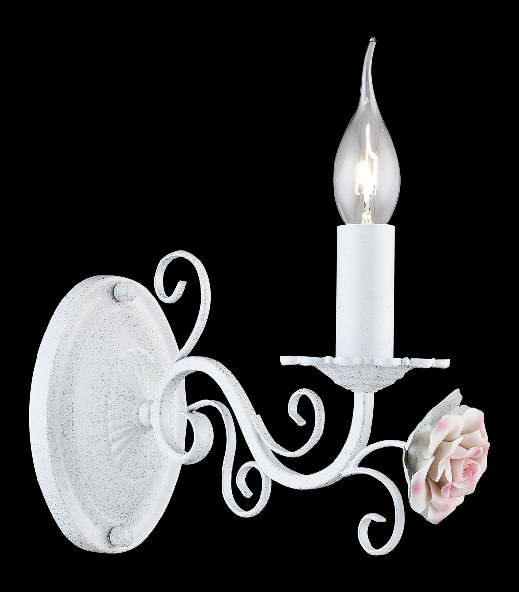 Бра Natali Kovaltseva Olga, 1 х E14, 40W. 11384/1WOLGA 11384/1W WHITE SILVER Бра Natali Kovaltseva Olga, 1 х E14, 40W. 11384/1WOLGA 11384/1W WHITE SILVERБра Natali Kovaltseva, выполненное в изысканном классическом стиле, станет украшением вашей комнаты и изысканно дополнит интерьер. Изделие крепится к стене. Такое бра отлично подойдет для освещения кабинета, спальни или гостиной. Бра изящной формы выполнено из металла с покрытием под мрамор и декорировано керамической розочкой. К данному типу светильников отлично подойдет лампочка в форме свечи. В коллекциях Natali Kovaltseva представлены разные стили - от классики до хайтека. Дизайн и технологическая составляющая продукции разрабатывается в R&D центре компании, который находится в г. Дюссельдорф, Германия. При производстве продукции используются высококачественные и эксклюзивные материалы: хрусталь ASFOR, муранское стекло, перламутр, 24-каратное золото, бронза. Производство светильников соответствует стандарту системы менеджмента качества ISO 9001-2000. На всю продукцию ТМ Natali Kovaltseva распространяется гарантия.