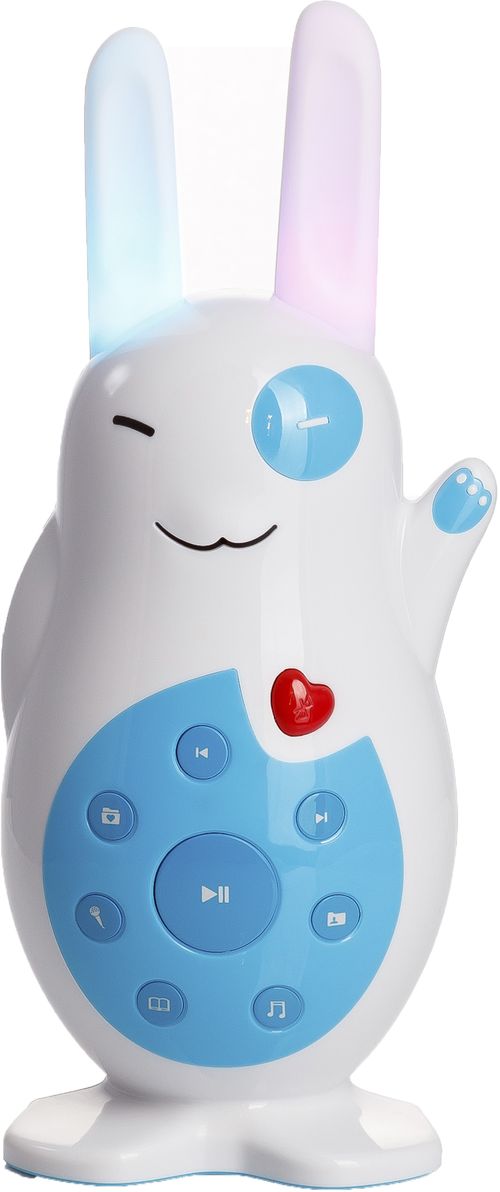 Alilo Ночник-игрушка музыкальный V860903 Alilo Ночник-игрушка музыкальный V860903Привет! Меня зовут Классный Зайка. Я незаменимый друг и помощник вашего ребёнка! Я умею проигрывать мелодии, рассказывать сказки и многое другое, ведь я - самая классная игрушка с функцией цифрового медиа плеера для детей.Вы можете подключить меня по Bluetooth к своему телефону, и я воспроизведу для вашего малыша любой контент. Материал корпуса позволяет раскрашивать меня в разные цвета маркерами на водной основе. Мои ушки могут светиться. Чтобы включить их, пожмите мою ладошку. Если вдруг я засну. Вы всегда сможете разбудить меня, нажав на любую кнопку. Чтобы включить/отключить автоматический переход в режим сна, просто нажмите на кнопку и удерживайте её нажатой в течение 2 секунд.Я могу делать всё, что может любая игрушка из серии развивающих игрушек alilo: мои ушки могут служить прорезывателем, а я могу записывать звуки, читать на ночь сказки, петь песенки, светиться мягким светом в темноте, успокаивая ваших деток. Во мне нет изъянов! Я оснащён удобными кнопками, а мой корпус выполнен из очень прочного АВS пластика.Я могу петь песенки, читать рассказы, записывать звуки и голоса и обучать Ваших деток.Я оснащён Bluetooth. Просто подключите меня к смартфону, и я воспроизведу любой контент.Я свечусь мягким белым успокаивающим светом.Благодаря специальному материалу, из которого выполнен мой корпус, ребёнок может меня раскрашивать водными маркерами.Я оснащён литий-ионной встроенной аккумуляторной батареей и могу без устали проработать аж целых 5 часов подряд.У меня есть слот для карты памяти micro SD.Я могу запомнить до 1000 песен и 200 рассказов.Я не пораню ребёнка острым краем и не разобьюсь при падении.Детишкам очень понравится мой короткий хвостик.Мои кнопки интуитивно понятны, и мной так легко управлять.В меня встроен Hi-Fi динамик с функцией подавления басов.Я могу делать качественные записи.Вы можете нажать на кнопку «Пауза», и я запомню, на чём мы остановились.Мой корпус выполнен из прочного ABS-пластика, а ушки - из безопасного силикона.Все мои кнопки можно заблокировать.Чтобы управлять моими светящимися ушами, вам достаточно прикоснуться к моей ладошке.Я экологически безопасный и недорогой.Я могу воспроизводить МРЗ, WAV и WMA файлы.В мою память загружены популярные стишки и сказки на ночь.Вы можете перезаписывать контент на карту micro SD объёмом 8 Гб, используя USB кабель.
