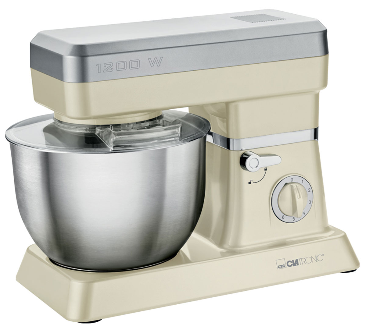 Clatronic KM 3630, Creme кухонный комбайнKM 3630 creme Clatronic KM 3630, Creme кухонный комбайнKM 3630 cremeСтационарный миксер Clatronic KM 3630 станет прекрасным помощником для любой хозяйки С ним вы сможете готовить невероятно вкусные и аппетитные блюда, при этом сократив время их приготовление. Основным назначением прибора является изготовление различных видов теста и кремов. Миксер качественно и быстро перемешивает различные ингредиенты, что дает возможность избежать комочков.Clatronic KM 3630 снабжен чашей из нержавеющей стали и механической системой управления. 6 скоростей замешивания + импульсный режим обеспечат наилучший результат.Поворотный рукав на 35°Чаша из нержавеющей сталиБыстрозажимной патронЛегко разбирается для мытья и чистки