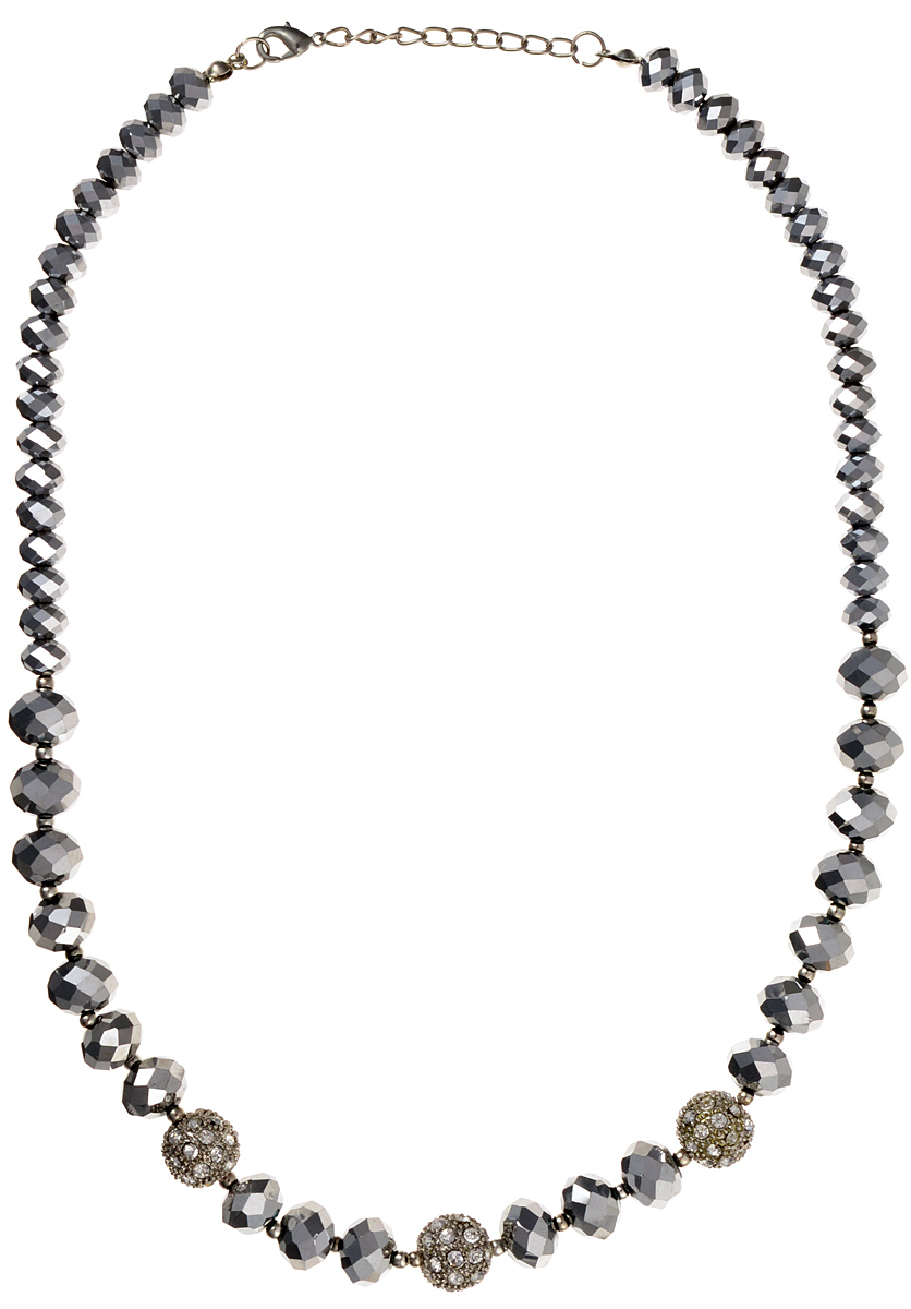 Колье Fashion House, цвет: серебристый, серый. FH28044Колье (короткие одноярусные бусы) Колье Fashion House, цвет: серебристый, серый. FH28044Колье (короткие одноярусные бусы)Стильное колье Fashion House декорировано ограненными бусинами из ювелирного стекла разного размера и металлическими шариками со стразами. Застегивается колье на надежную застежку-карабин с регулирующей длину цепочкой.Такое украшение позволит вам с легкостью воплотить самую смелую фантазию и создать собственный, неповторимый образ.