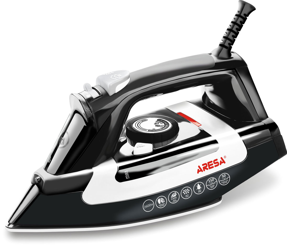 Aresa AR-3110 утюгAR-3110 Aresa AR-3110 утюгAR-3110Утюг Aresa AR-3110 с керамическим покрытием подошвы превратит процесс глажки различных видов ткани в легкое и неутомительное занятие. Прибор обладает всеми необходимыми характеристиками для отличного результата: сухое глажение, отпаривание с регулировкой, функция разбрызгивания, возможность вертикального отпаривания. Модель оснащена функциями парового удара и самоочистки, а также системами анти-капля и анти-накипь. Сетевой шнур длиной 1,9 метра крепится при помощи шарового механизма, что не позволяет ему запутаться во время эксплуатации.