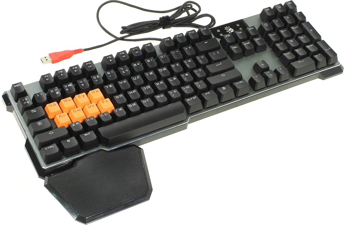 Игровая клавиатура A4Tech Bloody B720, Grey Black326283 Игровая клавиатура A4Tech Bloody B720, Grey Black326283Игровая клавиатура A4Tech Bloody B720 с оптическими переключателями идеально подойдет для современных геймеров.Инновационная технология Light Strike использует оптические переключатели, обеспечивающие непревзойденное время отклика до 0.2 мс! При этом отсутствует громкий металлический звук при нажатии.Данная модель имеет ресурс 100 млн. нажатий, а также эффективную защиту от пыли и влаги. Оптические переключатели защищены 6 мм барьером, чтобы предотвратить попадание жидкости.Усиленный пробелДвойные винты + двойные пружины + компенсирующая планка предназначены для большей прочности. Благодаря технологии Dual-color injection клавиши никогда не сотрутся. Нескользящие резиновые ножки предотвращают вибрацию и скольжение клавиатуры во время игры.Игровой режим Gaming ModeНажатие Fn + F8 деактивирует кнопки Windows для предотвращения случайного вылета из игровой сессии.Парящие клавиши с эргономичным расположением подарят чувство комфорта при взаимодействии.