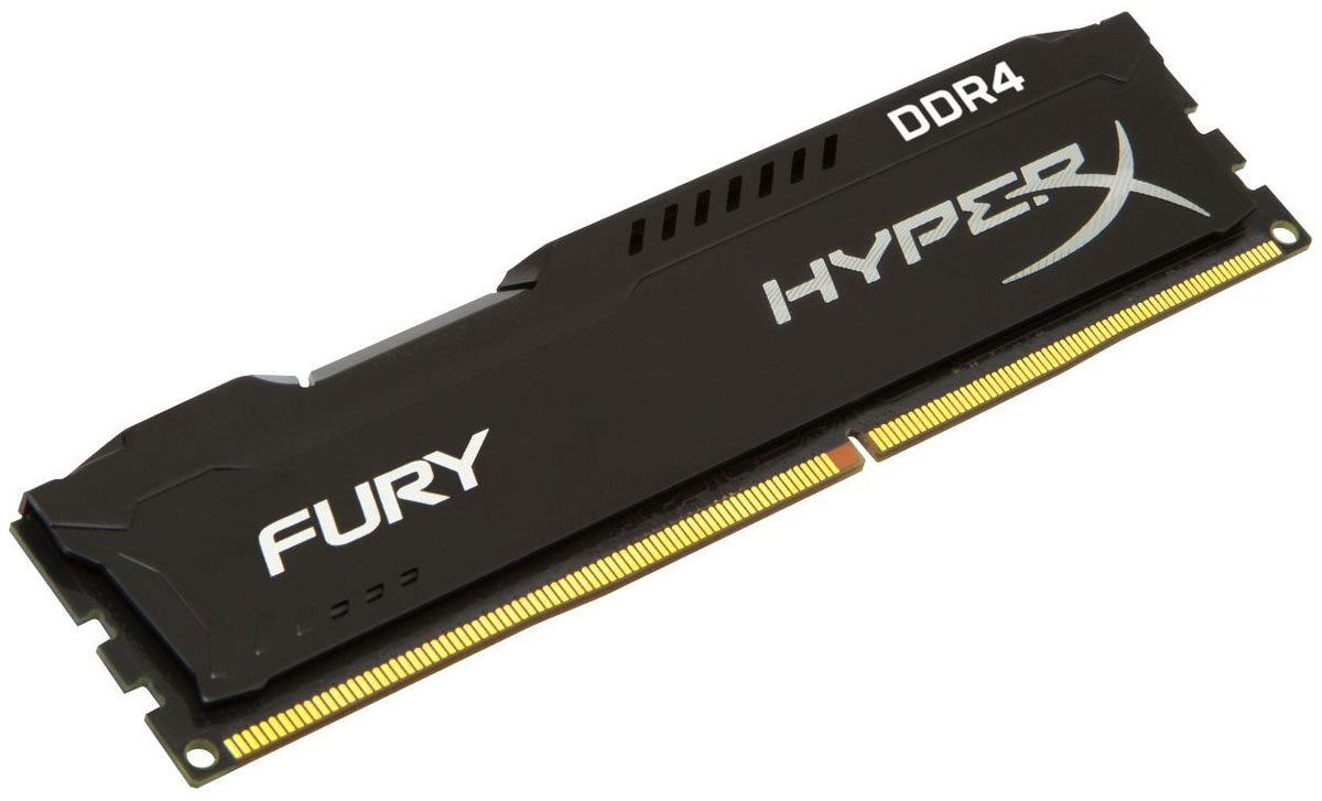 Kingston HyperX Fury DDR4 DIMM 16GB 2400МГц модуль оперативной памяти (HX424C15FB/16)HX424C15FB/16 Kingston HyperX Fury DDR4 DIMM 16GB 2400МГц модуль оперативной памяти (HX424C15FB/16)HX424C15FB/16Модуль памяти HyperX FURY DDR4 автоматически разгоняется до максимальной заявленной частоты и обеспечивает максимальную производительность для системных плат с чипсетами Intel серии 100 и X99. Это недорогое решение для использования с 2-, 4-, 6- и 8-ядерными процессорами Intel повышает скорость редактирования видео, 3D-рендеринга, компьютерных игр и AI-процессинга. Его стильный низкопрофильный теплоотвод с характерным дизайном FURY сразу подчеркнет оригинальный внешний вид вашей системы.HyperX FURY DDR4 - это первая линейка продукции, предлагающая автоматический разгон до максимальной заявленной частоты. Получите максимальную скорость без необходимости ручной настройки.Низкое энергопотребление HyperX FURY DDR4 обеспечивает пониженное выделение тепла и высокую надежность. Благодаря низкому напряжению (1,2 В), снижается потребление энергии, что обеспечивает отсутствие нагрева и бесшумную работу ПК.Выделитесь из толпы и придайте своей системе стиль, добавив в нее культовый асимметричный теплоотвод FURY. Модуль памяти FURY DDR4, предлагаемый в черном цвете с черной печатной платой, дополняет системную плату с чипсетами Intel серии 100 и X99.Параметры XMP:JEDEC/PnP: DDR4-2400 CL15-15-15 @1.2V; DDR4-2133 CL14-14-14 @1.2VXMP Profile #1: DDR4-2400 CL15-15-15 @1.2V