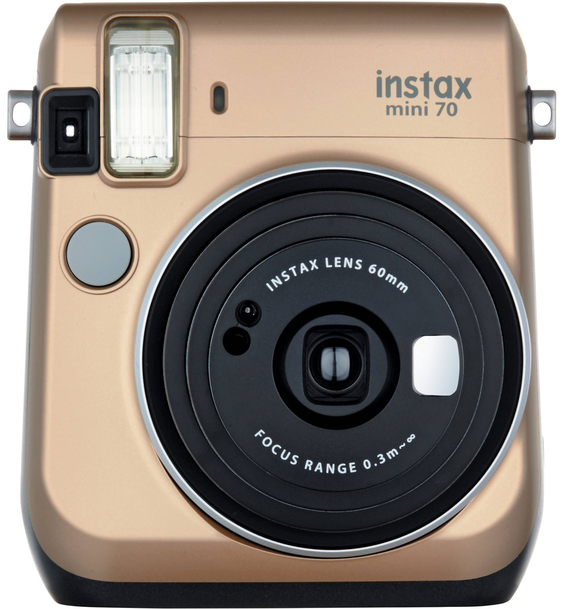 Fujifilm Instax Mini 70, Gold фотокамера мгновенной печати16513891 Fujifilm Instax Mini 70, Gold фотокамера мгновенной печати16513891С камерой Fujifilm Instax Mini 70 вы превратите серые будни в особенные дни, наполненные улыбками. Чтобы проводить время весело, всегда и везде берите с собой этот стильный фотоаппарат.Главной особенностью камеры является функция автоматического контроля экспозиции, которая позволяет запечатлеть, как объект съемки, так и фон в их естественной освещенности. Помимо этого Instax Mini 70 может похвастаться отдельным режимом съемки для создания cелфи.Использование режима selfie обеспечивает оптимальную яркость и расстояние для съемки автопортретов. Вы также можете проверить кадрирование в специальном зеркальце рядом с объективом.Высокопроизводительная вспышка автоматически определяет яркость окружающего освещения и устанавливает оптимальную выдержку - специальные настройки не требуются!С помощью функции Hi-Key можно запечатлеть яркие, красивые тона кожи. Также имеются режимы для съемки макро и пейзажей. Для максимального удобства также предусмотрена заполняющая вспышка и стандартное штативное гнездо.Используемая фотопленка: Fujifilm Instax MiniРазмер фотографии: 62 х 46 ммУправление экспозицией: автоматическоеКоррекция экспозиции: ±2/3 EVПитание: CR2/DL CR2 х 2Ресурс батарей: 30 упаковок фотобумаги (по результатам исследований Fujifilm)