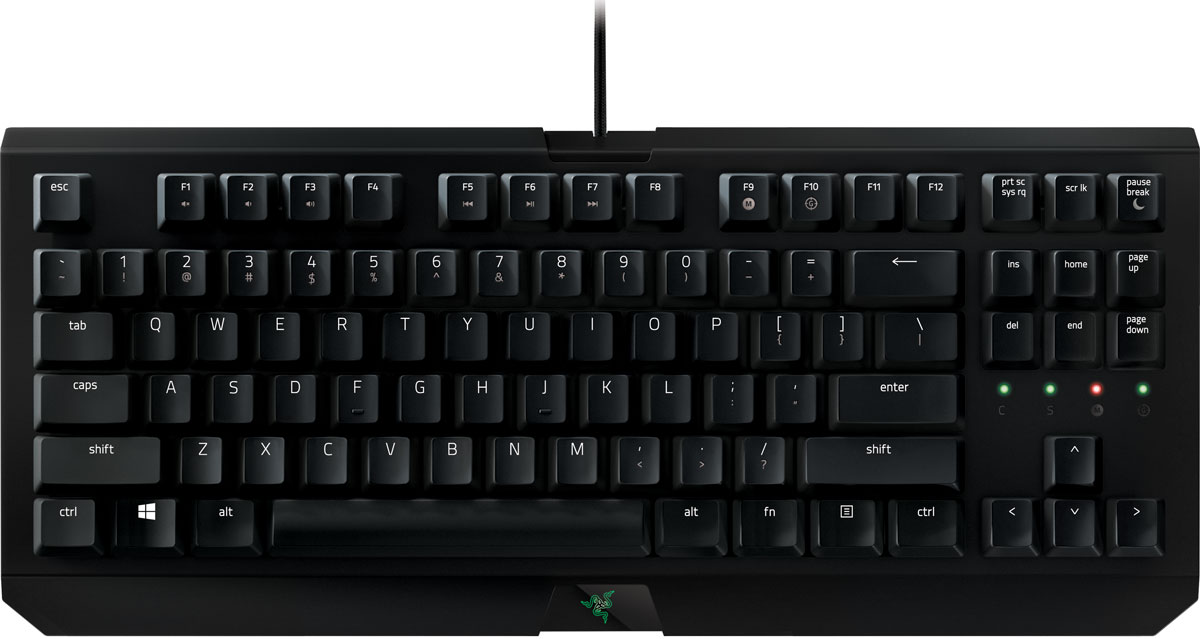 Razer BlackWidow X Tournament клавиатураRZ03-01770400-R3R1 Razer BlackWidow X Tournament клавиатураRZ03-01770400-R3R1Лаконичная конструкция, без верхней декоративной рамки, укороченной клавиатуры Razer BlackWidow X Tournament обеспечивает высочайшую эффективность работы, не уступающую премиальной версии Razer BlackWidow Tournament. Внешний каркас изготовлен из металла, используемого в военной промышленности, он отлично выглядит и гарантированно выдержит проверку временем.Новые механические переключатели Razer, созданные специально для игровых клавиатур, обладают наиболее подходящими для игр характеристиками срабатывания и непревзойденной чувствительностью. С момента своего появления механические переключатели Razer были провозглашены новым стандартом для всех механических игровых клавиатур.Механические переключатели Razer неоднократно показывали себя как наиболее удобные для игр, обеспечивая высочайший уровень качества и надежности без компромиссов. Все элементы переключателей Razer данной технологии и конструкции теперь полностью производятся мощностями самой компании Razer, что гарантирует соблюдение самых строгих требований к каждому изготовленному переключателю и обеспечивает износоустойчивость вплоть до 80 миллионов нажатий.Отсутствие верхней декоративной пластиковой рамки обнажает жесткую металлическую основу игровой клавиатуры Razer BlackWidow X Tournament, придавая ей неповторимый лаконичный облик холодного оружия. Металлическая пластина, на которой закреплены игровые механические переключатели Razer Green, специальным образом обработана и на её поверхности не остается следов от пальцев.Внешний вид клавиатуры Razer BlackWidow X Tournament претерпел значительные изменения — ее корпус приобрел обтекаемость и компактный размер. Клавиатура Razer BlackWidow X Tournament изготовлена из металла, используемого в военной промышленности, и ее полированный корпус, прочный и надежный, гарантирует высочайшее удобство работы даже во время наиболее напряженных сражений.