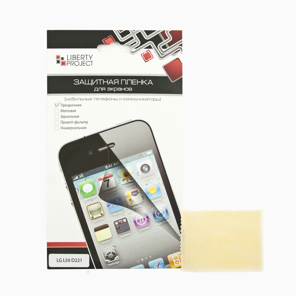 Liberty Project защитная пленка для LG L50 D221, прозрачнаяR0006859 Liberty Project защитная пленка для LG L50 D221, прозрачнаяR0006859Защитная пленка Liberty Project предназначена для защиты поверхности экрана LG L50 D221 от царапин, потертостей, отпечатков пальцев и прочих следов механического воздействия. Структура пленки позволяет ей плотно удерживаться без помощи клеевых составов и выравнивать поверхность при небольших механических воздействиях. Пленка практически незаметна на экране смартфона и сохраняет все характеристики цветопередачи и чувствительности сенсора. На защитной пленке есть все технологические отверстия.