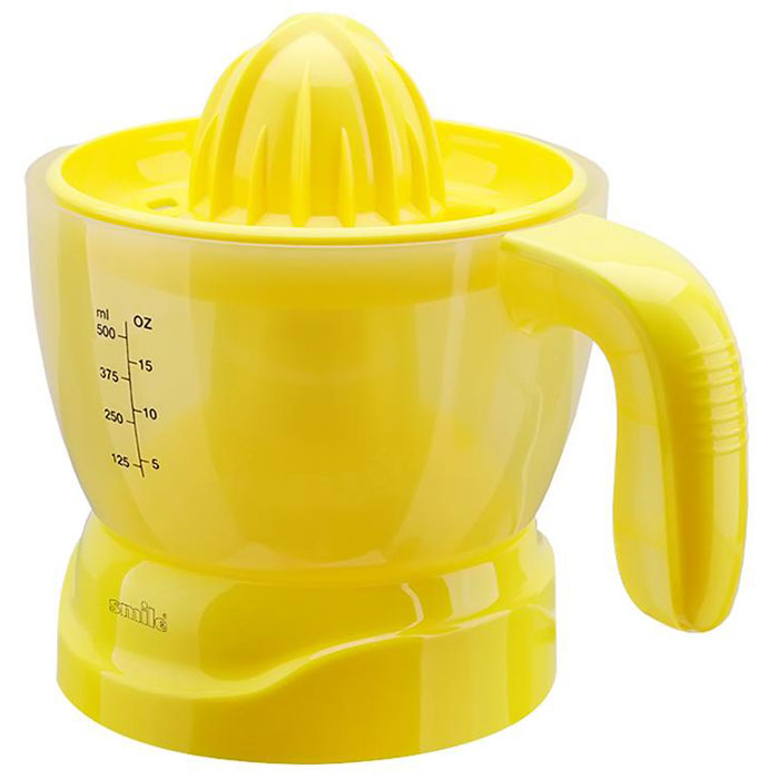 Smile CP 2613, Yellow соковыжималка для цитрусовыхCP 2613 Smile CP 2613, Yellow соковыжималка для цитрусовыхCP 2613Smile CP 2613 - это соковыжималка для цитрусовых, которая обладает высокой эффективностью и современным эргономичным ярким дизайном. Мощность данной модели составляет 30 Вт. Данное устройство очень простое и удобное в использовании, вы сможете быстро и легко приготовить вкусный и полезный сок. Модель снабжена прорезиненными ножками, которые не позволяют ей скользить по поверхности стола. Соковыжималка легко моется, а также ее удобно хранить, поскольку она обладает компактными размерами.