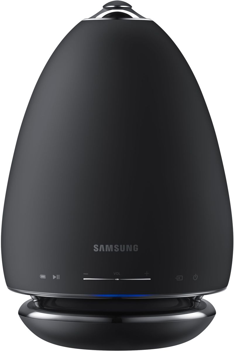 Samsung WAM6500 портативная акустическая системаWAM6500/RU Samsung WAM6500 портативная акустическая системаWAM6500/RUSamsung WAM6500 беспроводная акустическая система с поддержкой Multiroom.В отличие от обычных динамиков, излучающих звук в одном направлении, акустическая система Wireless Audio - 360 заполняет звуком всю комнату. Это обеспечивается использованием специально разработанного кольцевого радиатора (Ring Radiator), излучающего звук во всех направлениях.Тонкий, аэродинамичный дизайн и стильная текстура обработки корпуса превращают беспроводную акустическую систему WAM6500 в роскошный предмет декора любого помещения. Встроенный аккумулятор позволяют переносить эту систему в любое место дома и даже на улицу.Поддержка Wi-Fi позволяет пользоваться беспроводной акустической системой в любой комнате вашего дома. Просто загрузите приложение Samsung Multiroom, чтобы воспользоваться подпиской на сервис потоковой музыки — включая Tunein, Pandora, Spotify и многое другое — и все это слушайте через Wi-Fi подключение.Простой и интуитивный интерфейс приложения Multiroom App облегчает поиск и воспроизведение музыкальных файлов. Для навигации и выбора музыкальных треков можно использовать удобный сенсорный диск. С его помощью вы легко сможете воспроизводить музыку непосредственно с главного экрана, а также перемещаться по опциям меню.Функция Multiroom Link позволит легко управлять музыкой от одного источника звука и выводить ее на различные динамики, расположенные в разных местах вашего дома. Управляйте дистанционно своей музыкой, воспроизводимой на телевизоре, саундбаре, HES, BDP-проигрывателе и других устройствах.Звук в формате HD audio создает ощущение, что вы находитесь в реальном концертном зале. Высочайшее качество и богатство звука обеспечивается высокой частотой дискретизации, составляющей 192 кГц/24-бит.Динамики: ВЧ (25 мм), НЧ (125 мм)Поддержка ОС: iOS 6.1 и выше, Android 2.3.3 и вышеПоддержка форматов MP3, WAV, OGG, FLAC, AIFF, ALAC, WMA. AACПотребляемая мощность в режиме ожидания: 2,2 ВтПотребляемая мощность в рабочем режиме: 34 Вт
