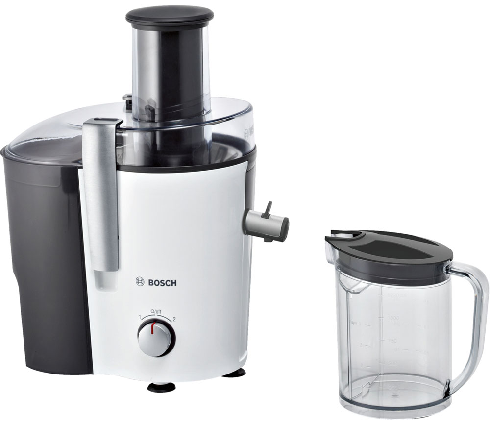 Bosch VitaJuice MES25A0 cоковыжималкаMES25A0 Bosch VitaJuice MES25A0 cоковыжималкаMES25A0Удобная и простая в эксплуатации соковыжималка VitaJuice MES25A0 в стильном корпусе станет настоящим украшением вашей кухни.Прибор оснащен мощным мотором 700 Вт и имеет два скоростных режима, благодаря чему позволяет эффективно отжимать соки из фруктов и овощей различной плотности, а широкая загрузочная горловина обеспечивает максимальный комфорт в использовании.Система Капля-стоп предотвращает появление капель сока на рабочей поверхности после окончания отжимаМаксимально безопасна: двигатель работает только в случае, когда прибор собран правильно и крышка закрыта.Все части прибора (за исключением моторного механизма) пригодны для мытья в посудомоечной машине.Два режима работы для отжима твердых и мягких плодовАвтоматический выброс жмыхаШирокое отверстие 73 мм для удобной загрузки фруктов и овощейФиксаторы крышки из алюминия