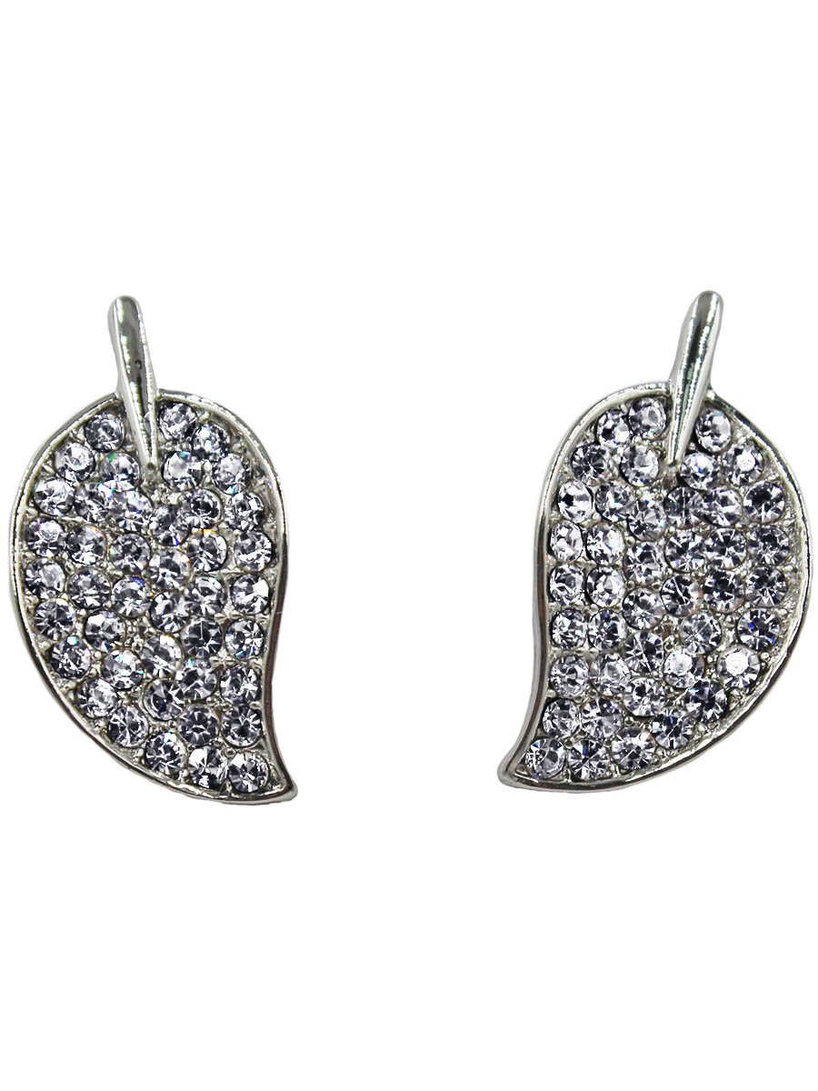 Серьги Taya, цвет: серебристый. T-B-10754-EARR-SILVERПуссеты (гвоздики) Серьги Taya, цвет: серебристый. T-B-10754-EARR-SILVERПуссеты (гвоздики)Серьги-гвоздики с заглушкой металл-пластик изготовлены из гипоаллергенного бижутерного сплава. Серьги представляют собой листок на черенке, усыпанный кристаллами, блестящими как хрусталь. Края гладкие, а сам листок веерообразный немного выгнутый и заострен к нижней части.