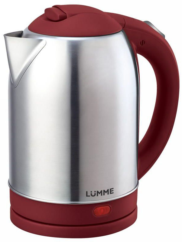 Lumme LU-219, Red Garnet электрочайникLU-219 Lumme LU-219, Red Garnet электрочайникLU-219Вместительный металлический чайник Lumme LU-219 объемом 2.0 литра из высококачественной нержавеющей стали.Пищевая нержавеющая сталь способствует сохранению природного вкуса и натуральных свойств воды. Для быстрого закипания чайник оснащен нагревательным элементом мощностью 1,7 кВатт, защищенного плоским стальным дном для равномерности нагрева, противостояния накипи, коррозии и для большего удобства в уходе.Система автоматического отключения при закипании или недостаточном количестве воды заметно продлит срок работы чайника. Чайник оснащен базой питания, позволяющей брать его с любой стороны или вращать на 360 градусов, что делает прибор совершенно безопасным, а его эксплуатацию комфортной.