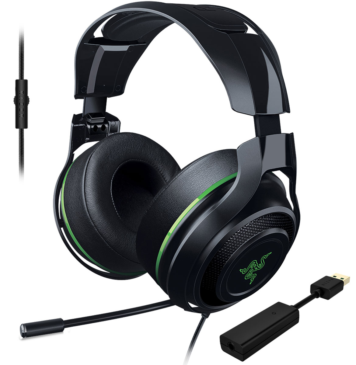 Razer ManO’War 7.1, Green игровые наушникиRZ04-01920300-R3M1 Razer ManO’War 7.1, Green игровые наушникиRZ04-01920300-R3M1Выйти на новый уровень звучания вам позволит игровая гарнитура Razer ManOWar 7.1. Благодаря современной системе виртуального объемного звука формата 7.1 и мягким, большим амбушюрам с хорошей шумоизоляцией вы словно оказываетесь в самом центре событий. Увеличенные динамики превосходного качества обеспечивают бесспорную реалистичность звукового окружения, а выдвижной микрофон позволяет с комфортом руководить победным наступлением.Заручитесь преимуществом абсолютного погружения в игру, которое дает вам Razer ManOWar 7.1, и наслаждайтесь торжеством победы в каждой битве.Гарнитура Razer ManOWar 7.1 оснащена запатентованной системой формирования виртуального объемного звука в формате 7.1. Система с самого начала разрабатывалась, чтобы дать возможность с головой уйти в игру. Специальный USB-адаптер обрабатывает аудио с минимальной задержкой и модулирует источник звука, формируя впечатляющее, реалистичное звуковое окружение.Гарнитура Razer ManOWar 7.1 обеспечивает реалистичное звучание игрового класса благодаря большим 50-миллиметровым динамикам с индивидуальной настройкой. Закрытая конструкция наушников и мягкая окантовка по краю амбушюр гарантируют качественную шумоизоляцию. Вы сможете уделять все внимание игре, не отвлекаясь на посторонние звуки.Настраивайте звук в пылу сражений, используя аналоговый MEMS-микрофон со встроенным пультом. Гибкий телескопический микрофон выдвигается из левого амбушюра тогда, когда вам нужно. Вы можете его точно отрегулировать, чтобы добиться кристально четкого звучания.Кросс-платформенная совместимость обеспечивается благодаря отсоединяемому USB ЦАПу. К примеру, вы сможете мгновенно переключить гарнитуру Razer ManOWar 7.1 с ПК на мобильное устройство. На проводе имеется пульт управление громкостью, а микрофон убирается внутрь чашки наушников.Микрофон:Выдвижная конструкция микрофонаКнопка отключения микрофона на проводеЧастотные характеристики: 100-10000 ГцСоотношение сигнал/шум: > 55 дБЧувствительность: -42 +/- 3 дБДиаграмма направленности: однонаправленный
