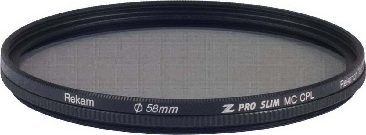 Rekam Z Pro Slim CPL MC CPL 58-SMC16LC поляризационный тонкий фильтр, 58 мм1601002515 Rekam Z Pro Slim CPL MC CPL 58-SMC16LC поляризационный тонкий фильтр, 58 мм1601002515Циркулярные поляризационные фильтры Rekam Z Pro Slim CPL MC применяются для улучшения яркости и контрастности снимков, а так же для уменьшения бликов, и отражений от поверхностей.Особенности серии Z Pro Slim:Ультратонкий профиль;Специальное черное антибликовое покрытие оправы фильтра;Оптическое стекло фильтра покрыто специальным составом в 16 слоев, который снижает потери света при отражении от поверхности фильтра;Водоотталкивающее покрытие.