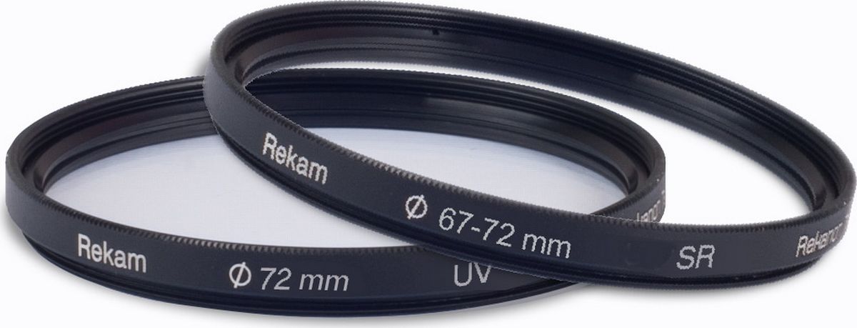 Rekam набор UV-фильтр 72 мм + переходное кольцо 67-72 мм1601002807 Rekam набор UV-фильтр 72 мм + переходное кольцо 67-72 мм1601002807Набор от Rekam состоит из ультрафиолетового фильтра и переходного кольца.Ультрафиолетовые фильтры с многослойным просветлением предназначены для защиты объектива от ультрафиолетовых лучей. С их помощью можно создавать фотоснимки, которые невозможно получить при обработке на компьютере.Особенности фильтров UV: защищают объектив от механических повреждений, пыли, грязи, отпечатков пальцев, а также повышают контрастность снимков.Переходные кольца предназначены для использования фильтров, конвертеров и бленд с резьбовым креплением большего диаметра. Повышающие кольца позволяют полноценно использовать светофильтры большего размера на объективах с меньшей резьбой, без виньетирования и уменьшения поля кадра.