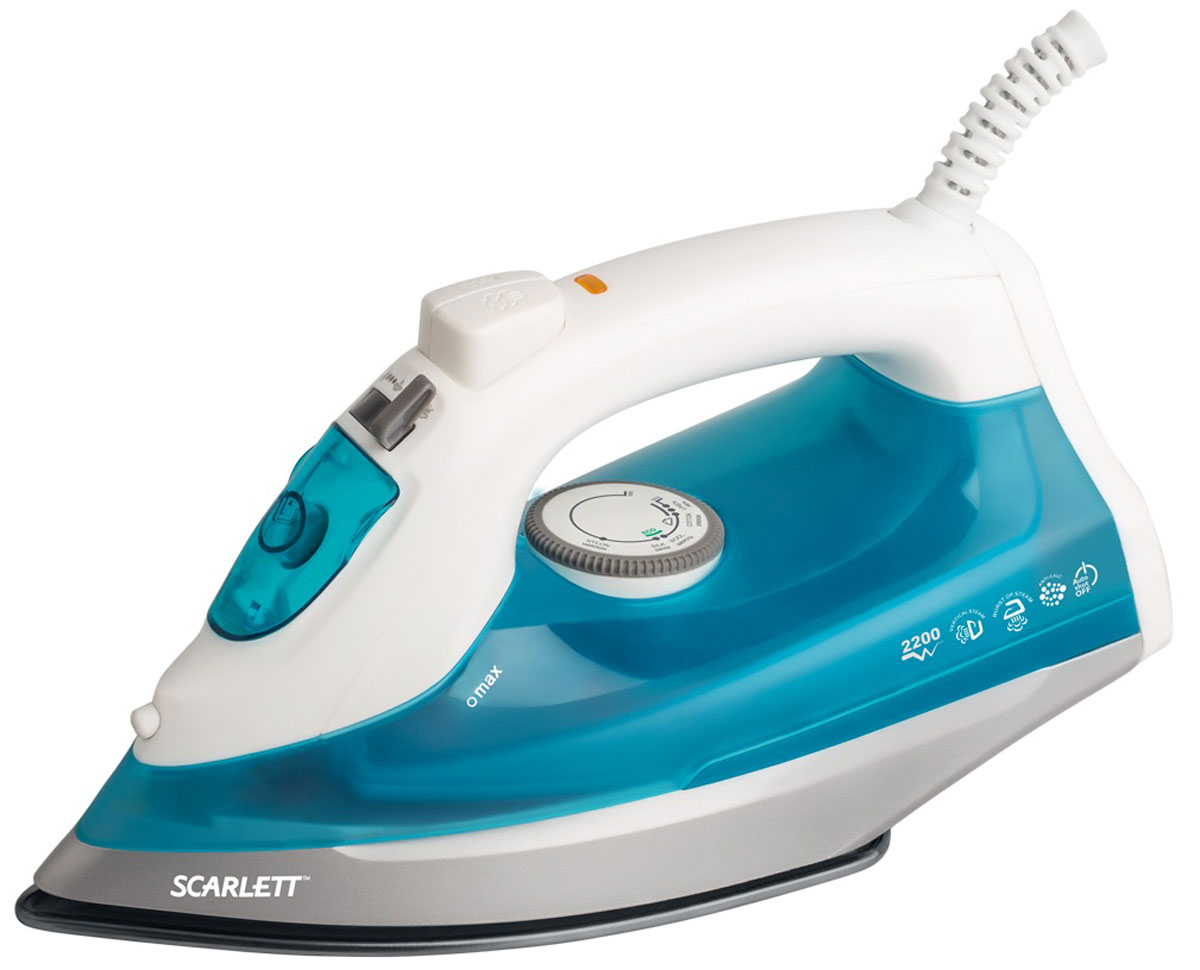Scarlett SC-SI30P04, White Blue утюгSC-SI30P04 Scarlett SC-SI30P04, White Blue утюгSC-SI30P04Утюг Scarlett SC-SI30P04 позволяет быстро справляться с застарелыми и упрямыми складками. Быстрая глажка пересушенных вещей обеспечивается благодаря функции разбрызгивания и паровому удару, действующему со скоростью 100 г/мин. Антипригарное покрытие подошвы обеспечивает идеальное скольжение.
