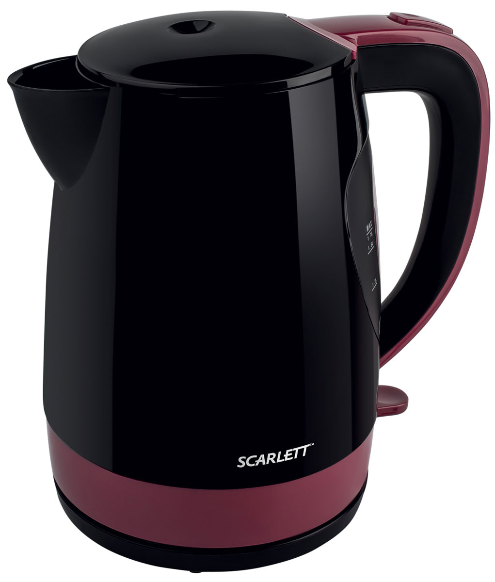 Scarlett SC-EK18P26, Black Burgundy чайник электрическийSC-EK18P26 Scarlett SC-EK18P26, Black Burgundy чайник электрическийSC-EK18P26Современный электрический чайник Scarlett SC-EK18P26 из высококачественного черного пластика с декором бордового цвета позволит быстро вскипятить нужное количество воды. Большое смотровое окно с внутренней подсветкой делает этот чайник не только дизайнерским, но и практичным. Кулинарный друг и помощник, недорогой и надежный.