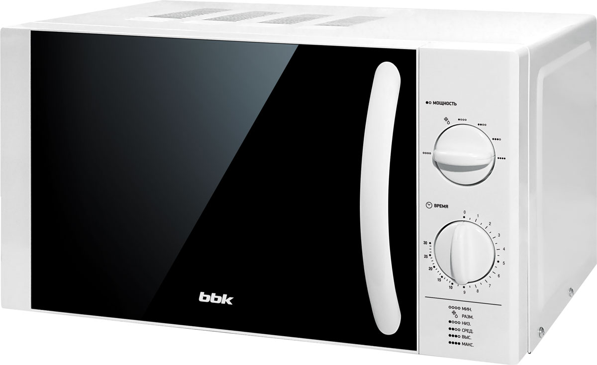 BBK 20MWS-713M/W, White СВЧ-печь20MWS-713M/W/RU BBK 20MWS-713M/W, White СВЧ-печь20MWS-713M/W/RUМодель BBK 20MWS-713M/W элементарна в своем исполнении, но при этом эффективно справляется с прямым функциональным назначением печи – разогревоми разморозкой продуктов. Мощность микроволн составляет 700 Вт и при необходимости регулируется до 6 уровней. Камера имеет объем 20 литров. Звуковой сигнал оповестит о завершении работы.Диаметр поворотного стола: 245 ммТаймер: 35 минут