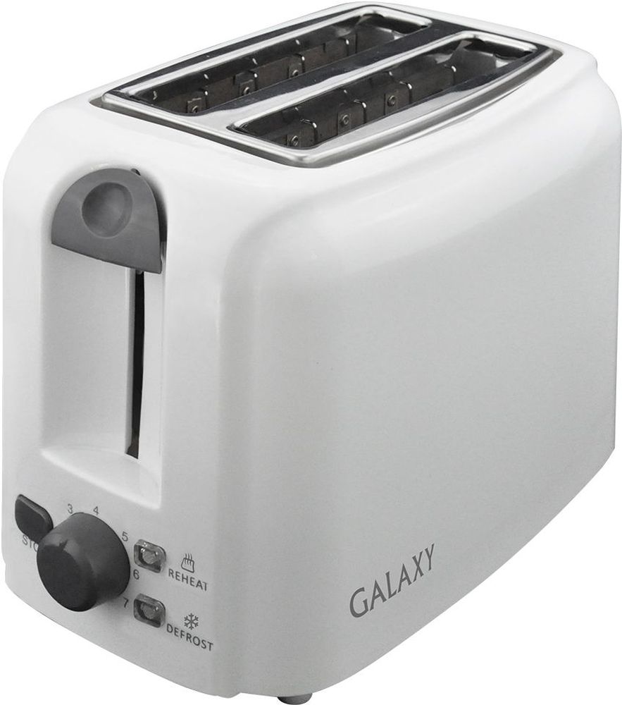 Galaxy GL 2905 тостер4650067302430 Galaxy GL 2905 тостер4650067302430Хрустящие и ароматные тосты – лучший завтрак. Компактный и надежный тостер Galaxy с функцией автоматического центрирования равномерно поджарит ломтики хлеба с обеих сторон и позволит готовить тосты именно так, как вам нравится.