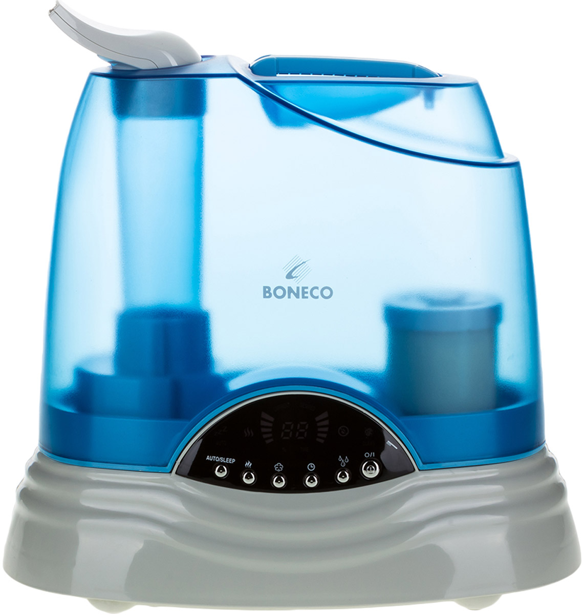 Boneco U7135 ультразвуковой увлажнитель воздухаНС-1082224 Boneco U7135 ультразвуковой увлажнитель воздухаНС-1082224Ультразвуковой увлажнитель воздуха Boneco U7135 — прибор с зеркальным дисплеем и электронным управлением, удачно сочетающий 2 вида увлажнения – «холодный» и «теплый пар». Увлажнитель Boneco U7135 экономичен с точки зрения расхода электроэнергии, работает с низким уровнем шума и удобен в управлении. К тому же, прибор оборудован встроенным гигростатом, который поддерживает заданный уровень влажности в помещении.Информативный ЖК-дисплей прибора значительно облегчит его эксплуатацию, отображая режим работы, текущую и заданную влажность в помещении. Сменный фильтр-картридж с ионообменной смолой смягчает и обеззараживает воду, а функция нагрева воды (пастеризация) гарантирует гигиенически чистый пар и повышает эффективность увлажнения. Увлажнитель Boneco U7135 самостоятельно контролирует «собственное здоровье»: в увлажнителе предусмотрен датчик загрязнения, который загорается в случае необходимости почистить прибор.
