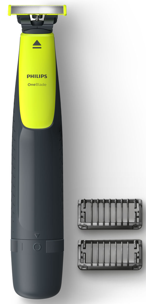 Philips OneBlade QP2510/11 с 2 насадками-гребнямиQP2510/11 Philips OneBlade QP2510/11 с 2 насадками-гребнямиQP2510/11Philips OneBlade - это новый революционный гибридный стайлер для подравнивания, создания четких контуров и бритья щетины любой длины. Забудьте об использовании множества устройств в несколько этапов.Philips OneBlade - это революционная электрическая технология, созданная для мужчин, которые носят щетину или бороду. OneBlade подравнивает, делает контуры и бреет щетину любой длины. Уникальная технология OneBlade состоит из быстро двигающегося режущего блока,который совершает 200 движений в секунду, и системы двойной защиты. Они обеспечивают эффективное и комфортное бритье даже самойдлинной щетины. OneBlade сбривает щетину не слишком близко к коже для комфортных ощущений от бритья.Создавайте четкие контуры с помощью двустороннего лезвия. Для дополнительного удобства и лучшего обзора бритву можноперемещать в любом направлении. Прибор обеспечивает комфортную процедуру даже на чувствительных участках - это простое решениедля быстрого подравнивания, чтобы ваш образ всегда оставался идеальным.Лезвия разработаны для долговечной работы. Для поддержания оптимальных результатов заменяйте лезвия раз в 4 месяца. Выполнять замену лезвий очень легко.OneBlade водонепроницаем, так что его очень легко очищать, достаточно сполоснуть водой под краном. Вы также можете выбирать любой способ бритья - с пеной или сухое бритье.Аккумулятор обеспечивает 30 минут автономной работы после 8 часов зарядки.
