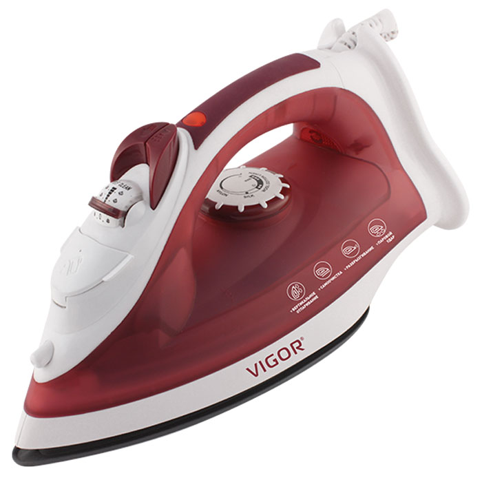 Vigor HX-4050 утюгHX-4050 Vigor HX-4050 утюгHX-4050Современный утюг Vigor HX-4050 мощностью 2400 Вт облегчает уход за одеждой и безусловно порадует вас своими поистине безграничными возможностями. Подошва утюга с керамическим покрытием обеспечивает идеальное скольжение и избавит ваши вещи даже от самых сложных складок.Прибор обладает всеми необходимыми характеристиками для отличного результата: сухое глажение, отпаривание с регулировкой, функция разбрызгивания, возможность вертикального отпаривания. Модель оснащена функциями парового удара и самоочистки, а также функцией анти-кальций, предотвращающей скопление накипи.