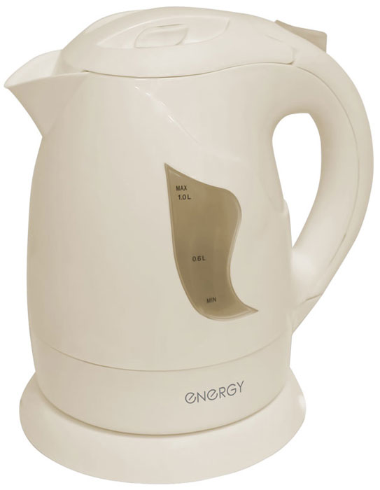 Energy E-209, Beige электрический чайник54 153111 Energy E-209, Beige электрический чайник54 153111Электрический чайник Energy E-209 прост в управлении и долговечен в использовании. Изготовлен из высококачественных материалов. Прозрачное окошко позволяет определить уровень воды. Мощность 900 Вт позволит быстро вскипятить 1 литр воды. Беспроводное соединение позволяет вращать чайник на подставке на 360°. Для обеспечения безопасности при повседневном использовании предусмотрены функция автовыключения, а также защита от включения при отсутствии воды.