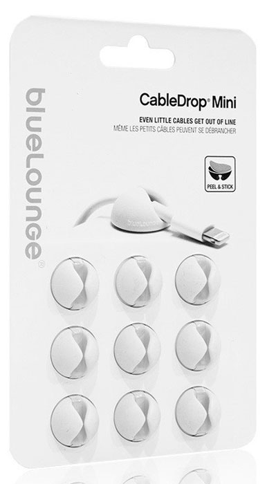 Bluelounge Cable Drop Mini, White держатель для проводов, 9 штCDM-WH Bluelounge Cable Drop Mini, White держатель для проводов, 9 штCDM-WHДержатель для проводов Bluelounge Cable Drop Mini поможет не только навести порядок на вашем рабочем столе, но и сделать работу за ним более комфортной. Крепится к поверхности без использования специальных инструментов. Благодаря таким держателям провода легко убираются и надежно фиксируются в нужном вам положении и месте.