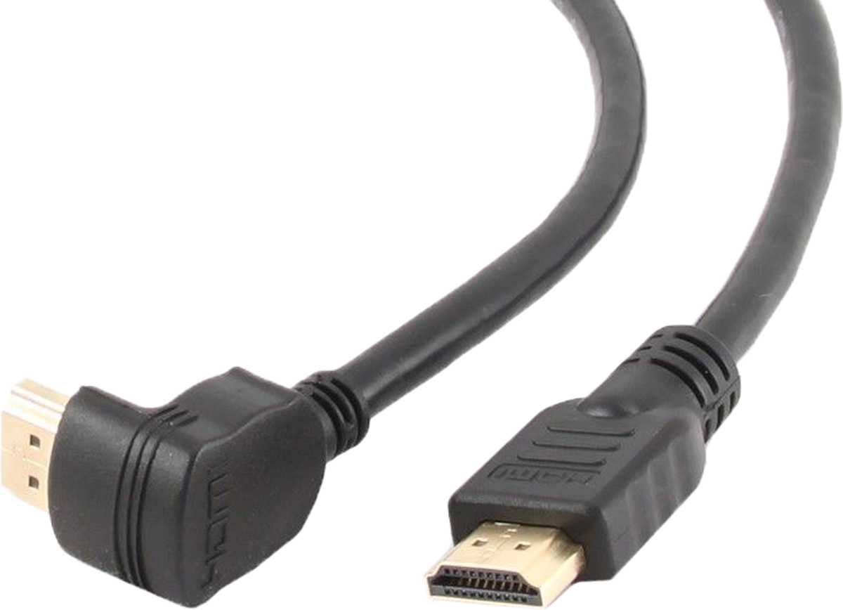 Cablexpert CC-HDMI490-6, Black HDMI-кабель угловой разъем (1,8 м)CC-HDMI490-6 Cablexpert CC-HDMI490-6, Black HDMI-кабель угловой разъем (1,8 м)CC-HDMI490-6Кабель Cablexpert CC-HDMI490 - отличное решение для подключения компьютера, игровых консолей, DVD и Blu-ray плееров, аудио-ресиверов к телевизору или дополнительному монитору. Кабель HDMI поддерживает как стандартные, так и высокие разрешения самых современных моделей телевизоров.Cablexpert CC-HDMI490 поддерживает 4K, Full HD и HD разрешения. Это даёт возможность наслаждаться более точной и естественной картинкой с высочайшим уровнем детализации и диапазоном цветов. Использование кабеля позволяет передавать изображение в формате 3D, усиливая элемент присутствия и позволяя получать удовольствие от качественного объёмного изображения.Кабель оснащен двунаправленным каналом для передачи сетевых данных, который подходит для использования IP-приложениями. Канал Ethernet позволяет нескольким устройствам работать в сети Ethernet без необходимости подключения дополнительных проводов, а также напрямую обмениваться контентом. Наличие обратного канала аудио устраняет необходимость в отдельном проводе для передачи звука в ресивер с телевизора или другого устройства, которое является одновременно источником аудио и видео.Максимальная скорость передачи данных по HDMI кабелю Cablexpert CC-HDMI490 до 18 Гбит/с. Высокая скорость обеспечивает передачу больших объёмов данных за кратчайшее время. Позволяет передавать данные в онлайн режиме без потери качества. Тройное экранирование кабеля защищает сигнал при передаче от влияния внешних полей, способных создать помехи.