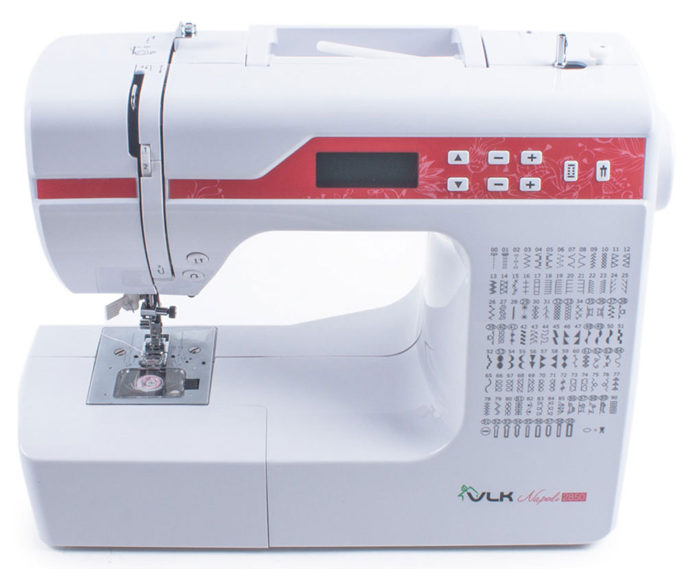 VLK Napoli 2850 швейная машинкаVLK Napoli 2850 VLK Napoli 2850 швейная машинкаVLK Napoli 2850Швейная машина VLK Napoli 2850 способна выполнять 169 видов строчки, в том числе 69 видов для двойной строчки. Большим преимуществом также является возможность обработка эластичных тканей.Переключением операций управляет электронный блок, соответственно машина оснащена большим рядом швейных операций и возможностей, таких как – подъем и опускание иглы одной кнопкой, выбор типа стежка быстрым переключением, реверс хода машины одной кнопкой и многое другое.Выбранные функции отображаются на дисплее – тип шва, длина и ширина стежка, вид используемой лапки, иглы (обычная / двойная).Обработка петель для пуговиц доступна в 8 вариантах в автоматическом режиме.Полный комплект аксессуаров позволит более комфортно использовать машину для шитья: имеются все виды лапок (для пришивания пуговиц, обработки петель, пришивания молний, для потайной строчки, декоративных строчек), распарыватель, несколько видов отверток, масленка, щеточка для очистки.Дополнительной полезной функции можно назвать также автоматический нитевдеватель, вместительный отсек для аксессуаров, разметка на игольной пластине (в мм и дюймах) для идеально ровной строчки.