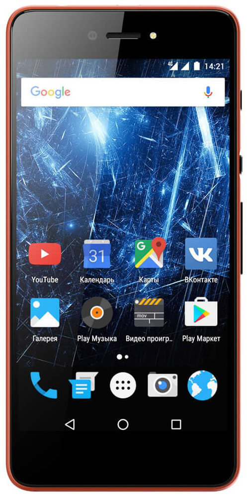 Highscreen Razar, Red Orange23845 Highscreen Razar, Red Orange23845Highscreen Razar - компактный смартфон с прекрасной селфи-камерой.В борьбе за технические характеристики многие производители забывают уделить внимание дизайну. Highscreen считает дизайн одним из главных преимуществ, ведь испытывать приятные эмоции от взаимодействия со своим смартфоном - это прекрасно.Продуманная эргономика, мягкие изгибы корпуса и минимальная толщина 7.6 мм - все это Razar.Сдвиньте вниз специальную кнопку HiSlide, и камера запустится. В одно движение переключайтесь между основной и фронтальной камерами, а чтобы сделать фото просто нажмите кнопку громкости вниз. Эта функция незаменима при съемке селфи или в холодное время года, когда так не хочется снимать перчатки.Широкоугольная 5 Мпикс фронтальная камера Highscreen Razar позволяет захватить как можно больше объектов в кадре, а встроенная технология улучшения изображения поможет скрыть недостатки или изменять цвет в реальном времени. Основная камера на 8 Мпикс использует увеличенный размер пикселя 1.2 мкм, что на 30% больше обычного, а диафрагма F2.0 позволяет получать качественные снимки даже при низком освещении.Highscreen Razar обладает ярким пятидюймовым AMOLED-дисплеем с бесконечным уровнем контрастности, а защищает его прочное стекло Gorilla Glass 3.Razar поддерживает все современные беспроводные технологии, включая сверхбыстрый интернет 4G/LTE и российскую спутниковую систему ГЛОНАСС.Телефон сертифицирован EAC и имеет русифицированный интерфейс меню и Руководство пользователя на русском языке.