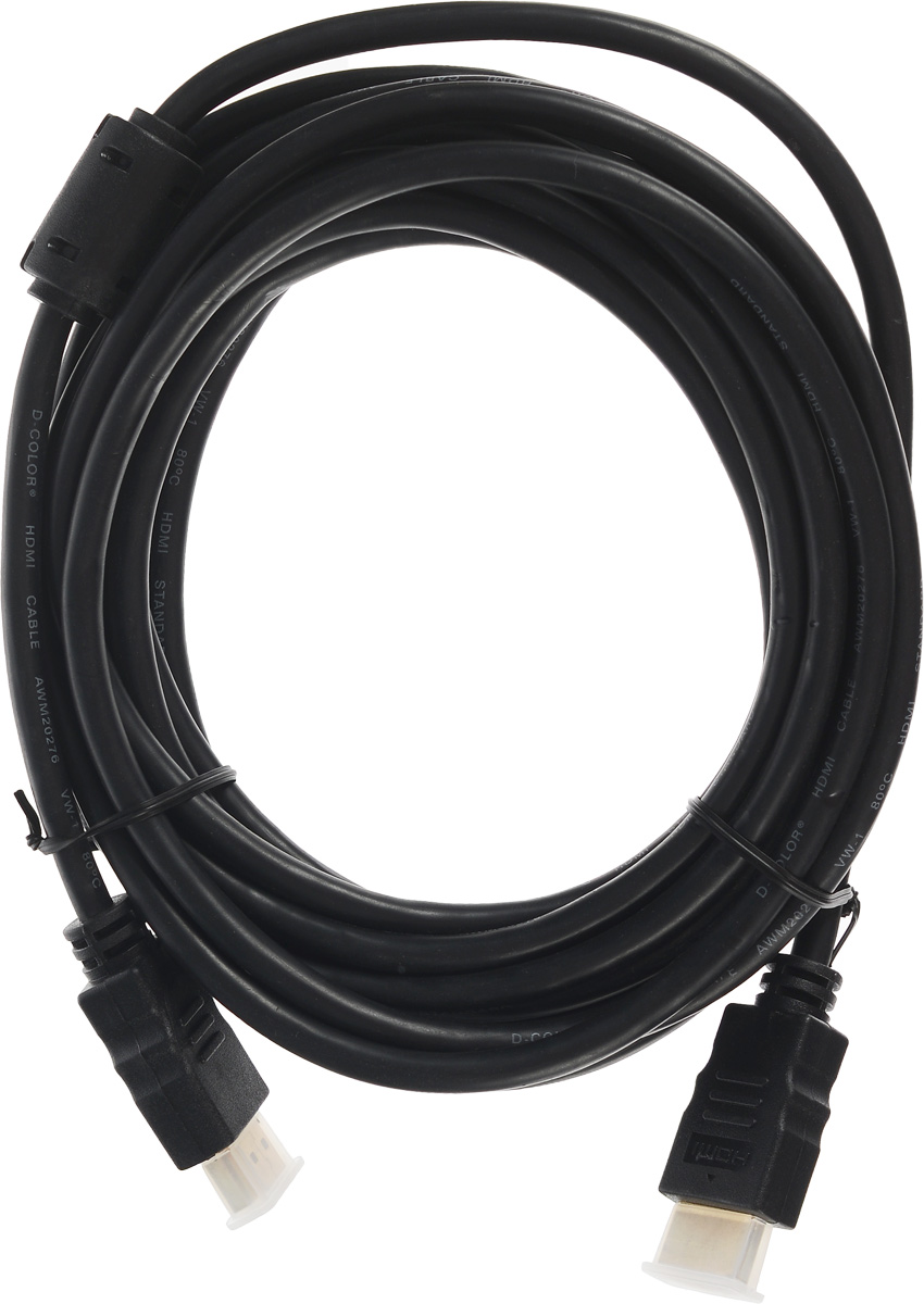 D-Color DCC-HH500F кабель HDMI 5 м4603725280809 D-Color DCC-HH500F кабель HDMI 5 м4603725280809Кабель D-Color DCC-HH500F с фильтрами изготовлен из высококачественного поливинилхлорида, жилы проводников отлиты из меди, а изолятор сделан из вспененного полиэтилена. Контакты позолочены 24 каратным техническим золотом.
