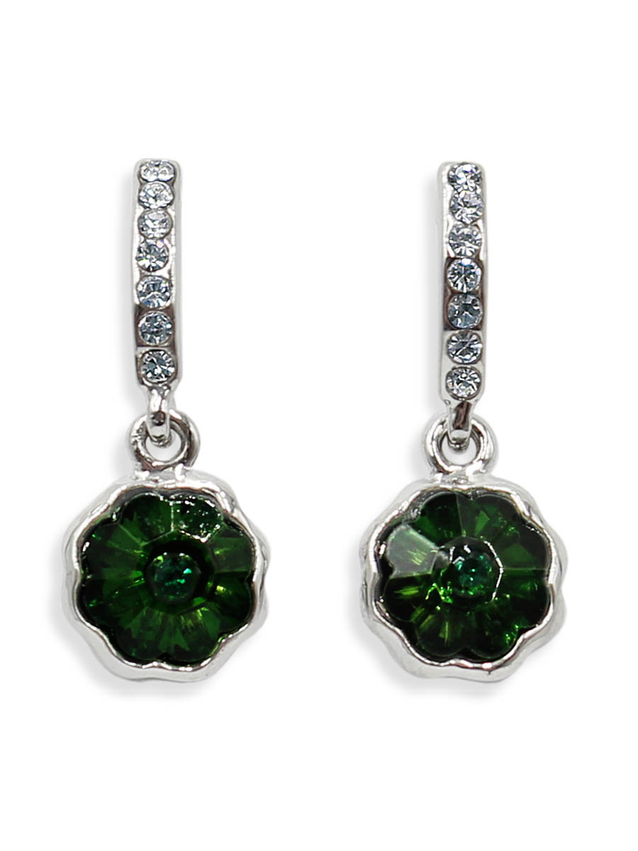 Серьги Taya, цвет: серебристый, зеленый. T-B-12428Пуссеты (гвоздики) Серьги Taya, цвет: серебристый, зеленый. T-B-12428Пуссеты (гвоздики)Серьги-гвоздики с заглушкой металл-пластик изготовлены из бижутерного сплава. Маленькие, идеально нежные серьги выполнены в форме цветочков на подвеске. Цветочки оформлены сверкающими камушками.