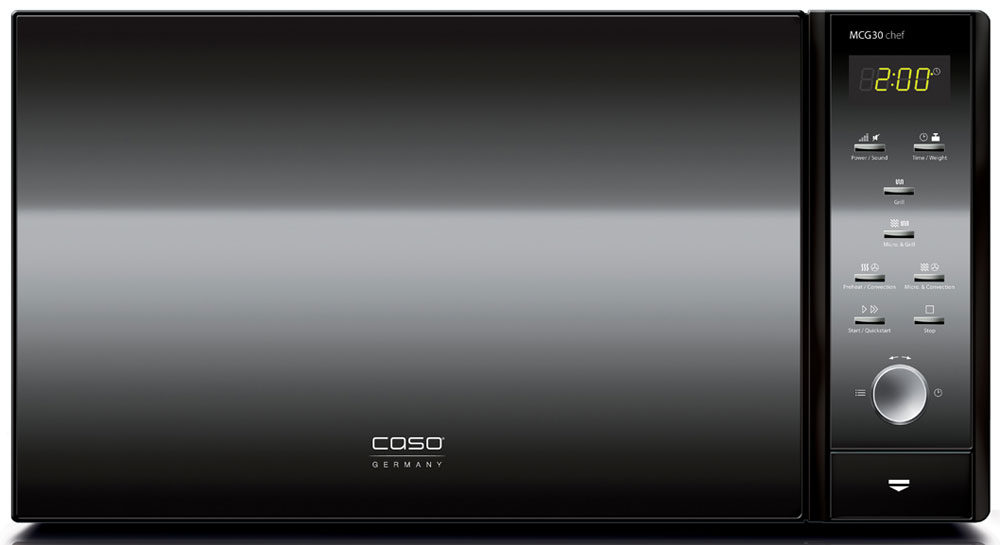 CASO MCG 30 Chef, Black СВЧ-печьMCG 30 Chef Black CASO MCG 30 Chef, Black СВЧ-печьMCG 30 Chef BlackCASO MCG 30 Chef - стильная СВЧ-печь в оригинальном черном корпусе. Зеркальная передняя панель подчеркивает изящество дизайна. Данная модель имеет внутреннее освещение и удобное электронное управление для максимально комфортной эксплуатации. Множество автоматических программ, а также таймер со звуковым сигналом также поможет быстро и просто приготовить то или иное блюдо.Автоматических программ: 9Конвекция: 10 уровней, 95-200 °CВозможность отключения звукового сигналаТаймер: 95 мин