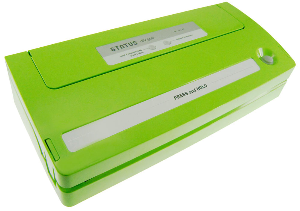 Status BV 500, Green вакуумный упаковщикBV 500 Green Status BV 500, Green вакуумный упаковщикBV 500 GreenStatus BV 500 -вакуумный упаковщик для надежного хранения пищевых продуктов (как мяса и рыбы, так и овощей и фруктов) без потери их питательных свойств. Автоматическое и ручное управление вакуумированием и сваркой пакетов обеспечивает оптимальную свежесть упакованных продуктов. С помощью специальной насадки Status BV 500 может откачивать воздух из контейнеров. Оснащен встроенным отсеком для рулонной пленки.