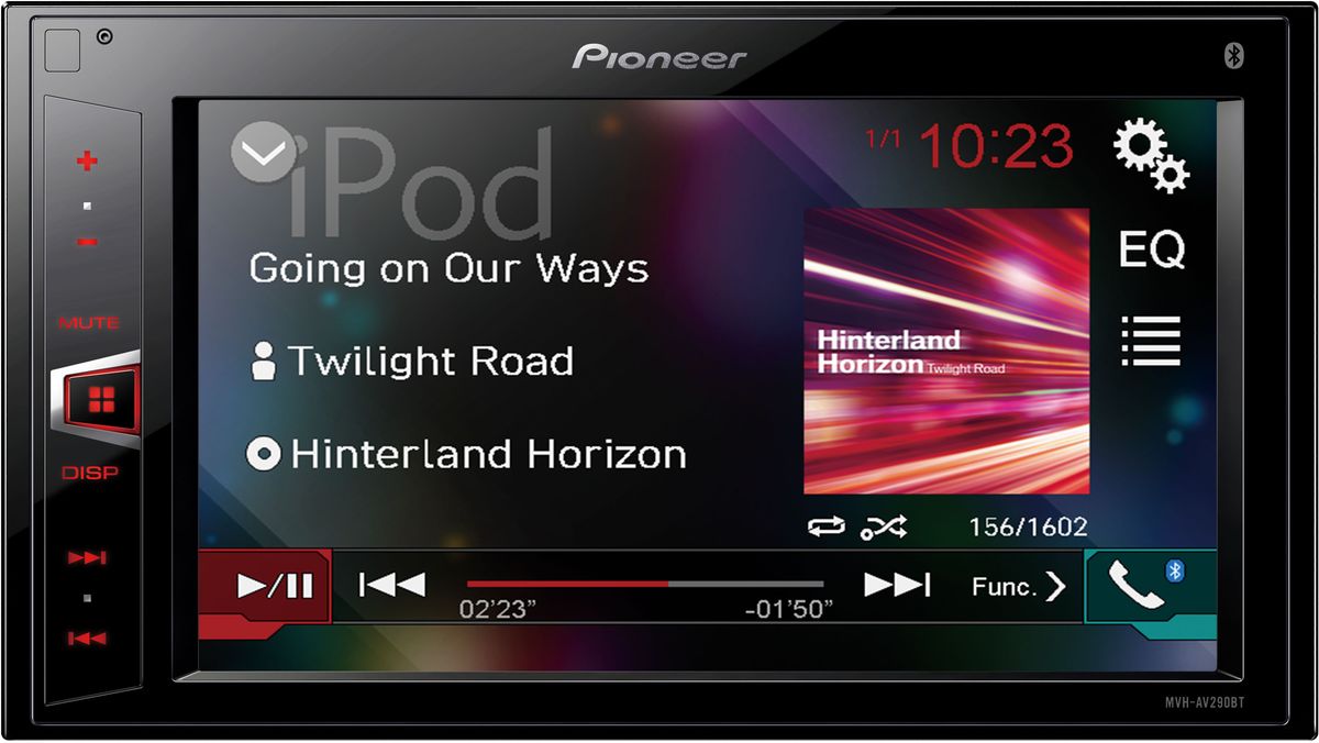 Pioneer MVH-AV290BT автомагнитолаMVH-AV290BT Pioneer MVH-AV290BT автомагнитолаMVH-AV290BTБездисковая мультимедийная система с Bluetooth, USB и AUX входами, 2 RCA-выходами и встроенным усилителем MOSFET 4х50 ВТ. Поддерживает работу с iPhone/iPod. Имеет красную подсветку кнопок, воспроизводит аудиоформаты MP3/WMA/WAV/AAC и видеоформаты AVI/MPEG4/DivX, фотографии в формате JPEG