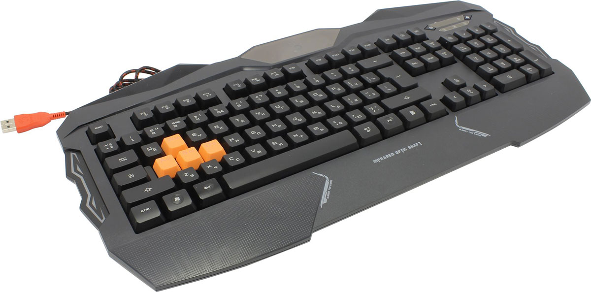 A4Tech Bloody B254, Black игровая клавиатура300816 A4Tech Bloody B254, Black игровая клавиатура300816Клавиатура A4Tech Bloody B254 обладает уникальным дизайном и высоким качеством производства. Тщательный контроль исполнения деталей, удобство и эргономичность по праву поднимают клавиатуру на топовые позиции среди аналогичных устройств. Клавиатура Bloody B254 предназначена для полного погружения в игровой процесс.4 силиконовых нескользящих клавиши предназначены для более долгого и комфортного использования. Инновационная технология LK (Light Strike) использует оптические переключатели, обеспечивающие непревзойденное время отклика 0.2 мс! Ход срабатывания оптических переключателей 1.5 мм - на 30% быстрее металлических переключателей (у обычных переключателей ход срабатывания - 2.2 мм).Срок службы клавиатуры более 100 млн нажатий (обычные металлические переключатели легко изнашиваются и окисляются). Защищенная электроника + дренаж увеличивают срок службы. Широкая подставка для запястья обеспечивает более комфортную игру и меньшую усталость.